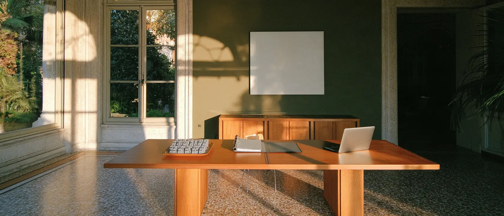 A converted apartment used by the RentRemote team, empty before the working day starts