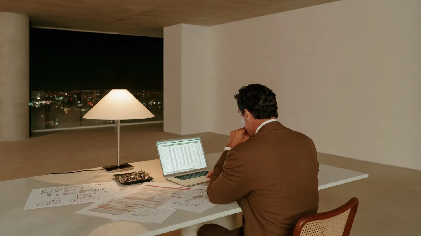 An operator at a desk in a just-handed-over apartment, roster and laptop open