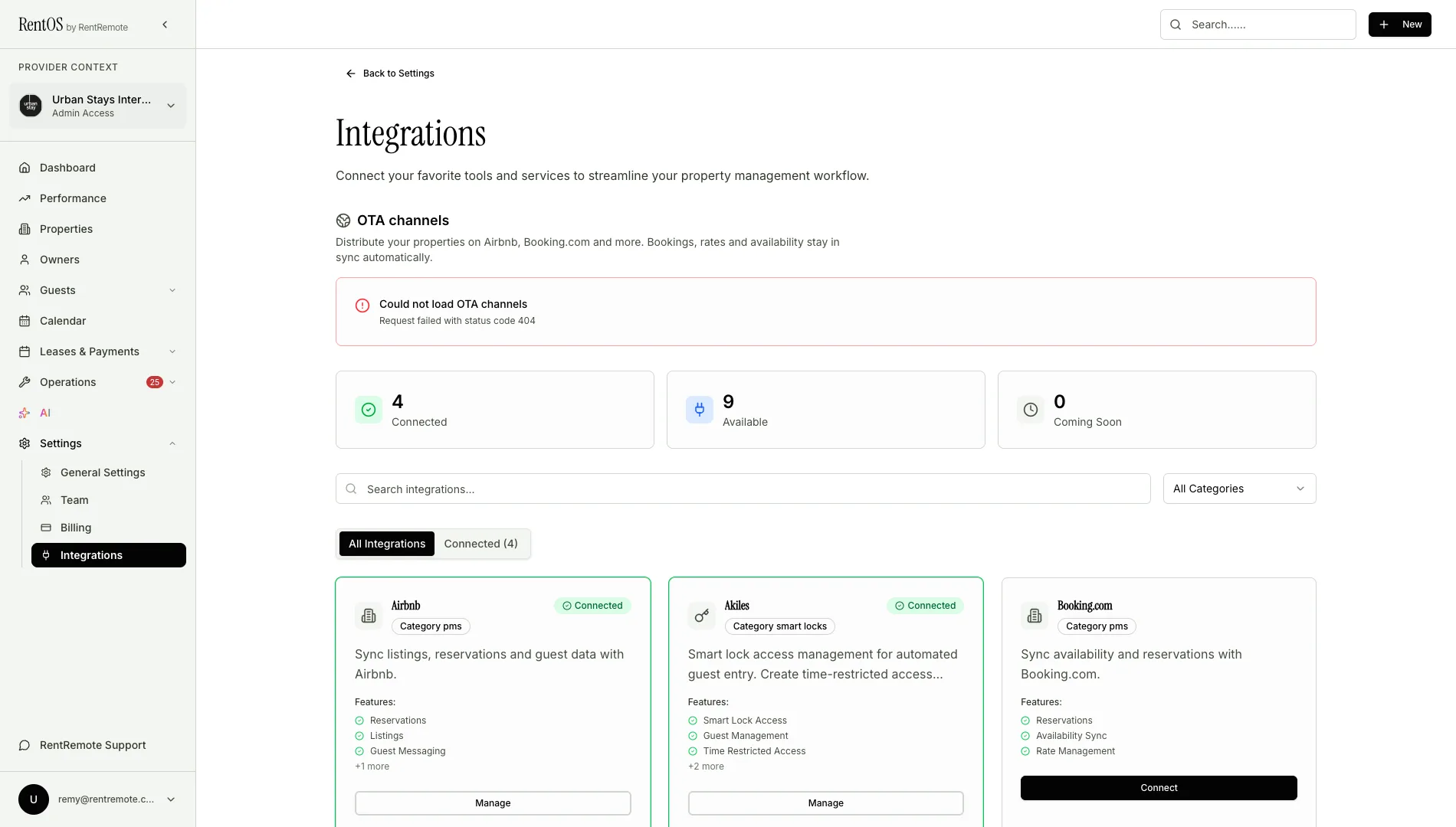 Channel availability sync dashboard